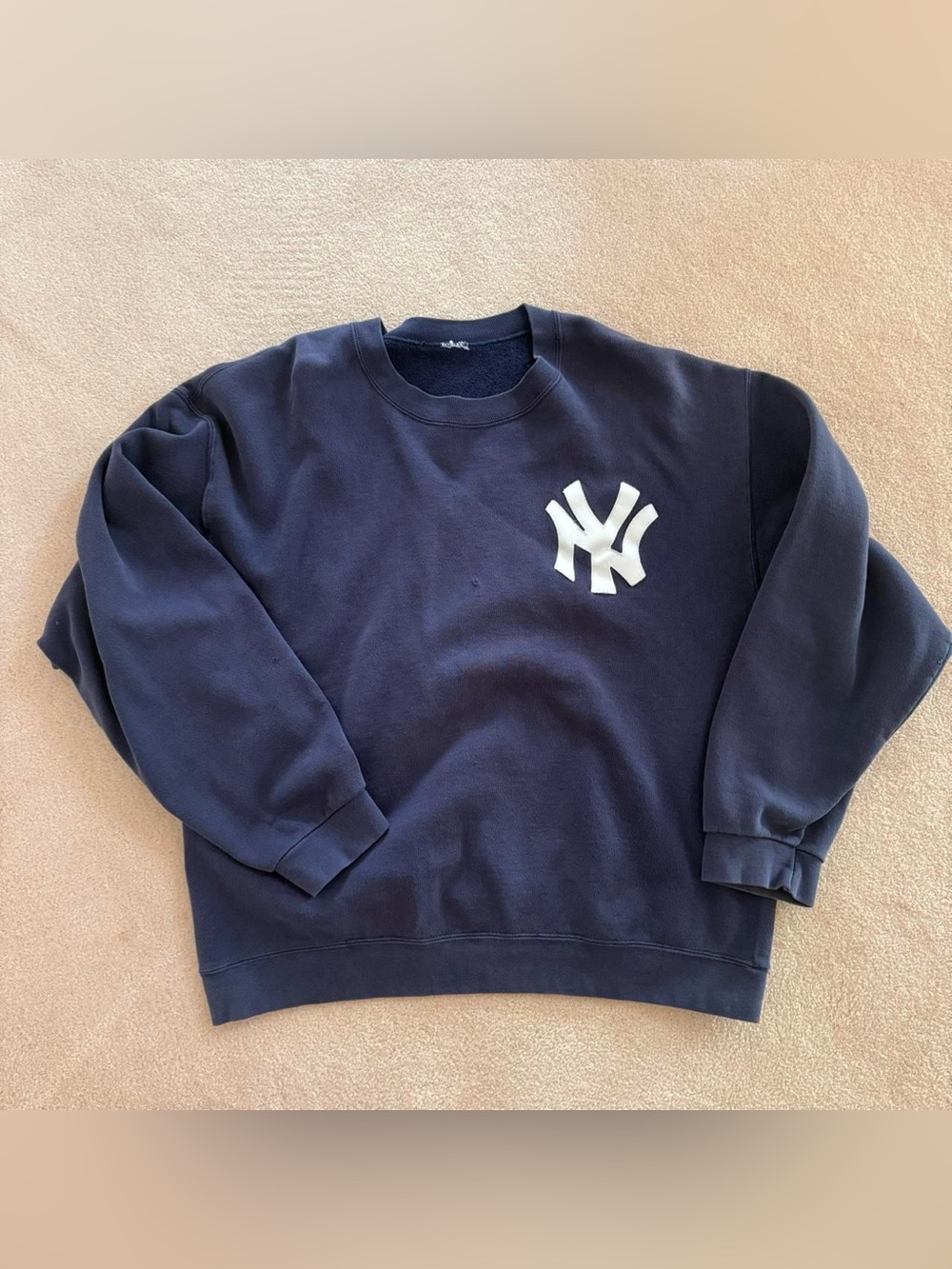 Navy Crewneck Sweatshirt with White Chest Logo
